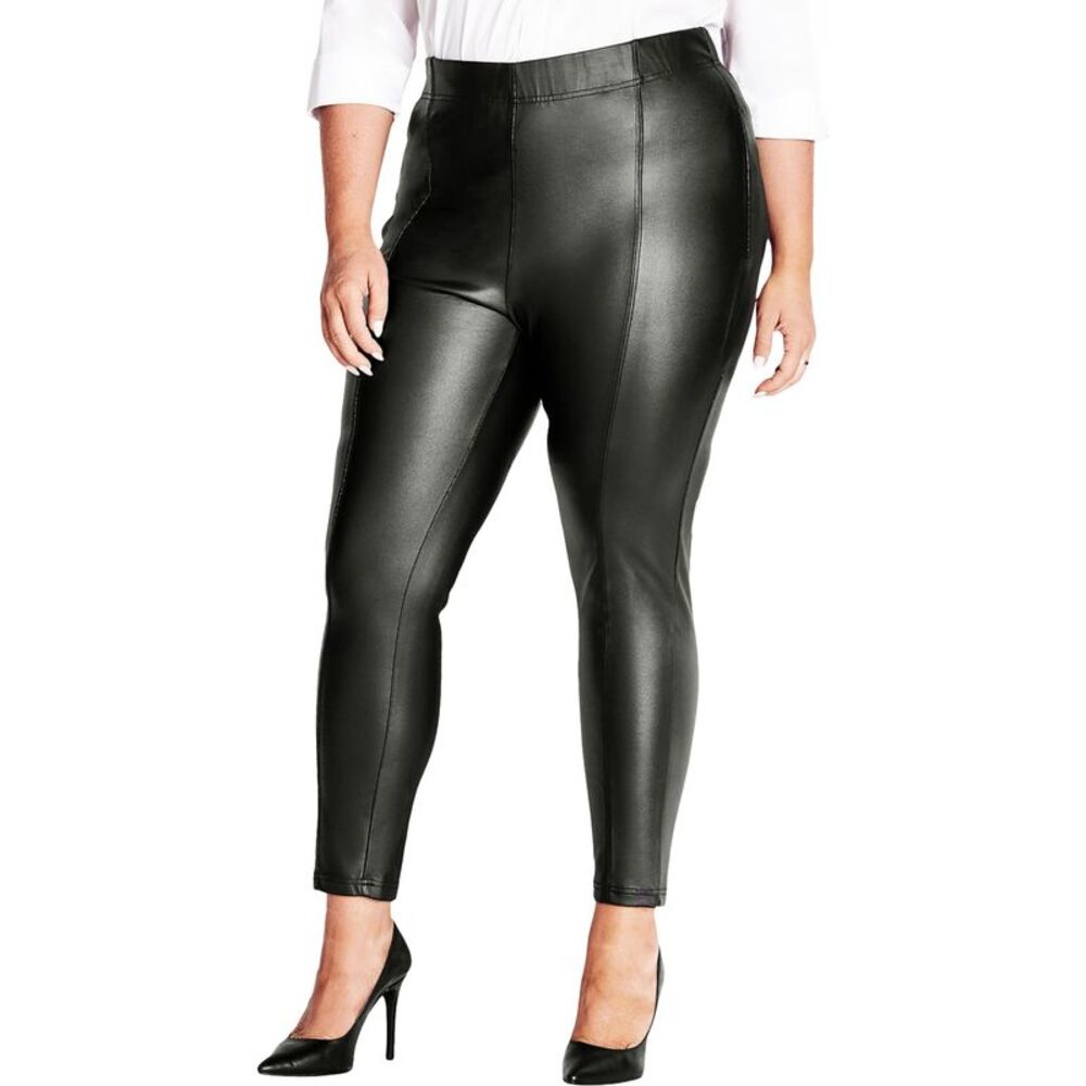 avenue Womens Faux Leather Straight Leg Casual Pants, NWT
